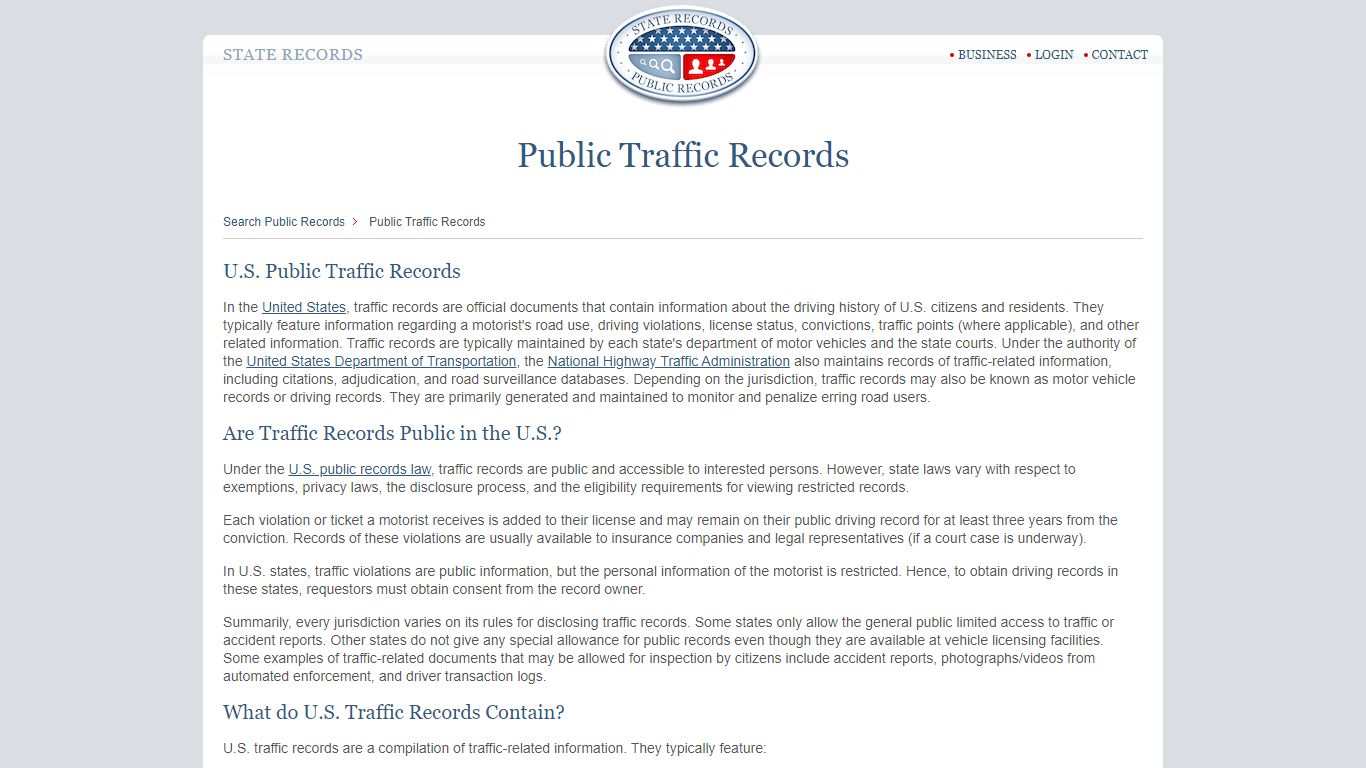 Traffic Records Search | StateRecords.org